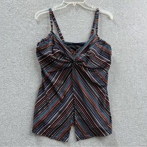Miraclesuit Love Knot Tankini Swim Top Women Size 14 Shimmer Links Babydoll Chic